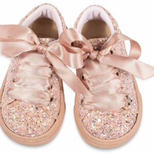 Βαπτιστικά Παπούτσια Κορίτσι Sneaker Ροζ Glitter με Κορδέλα Premium - Image 3